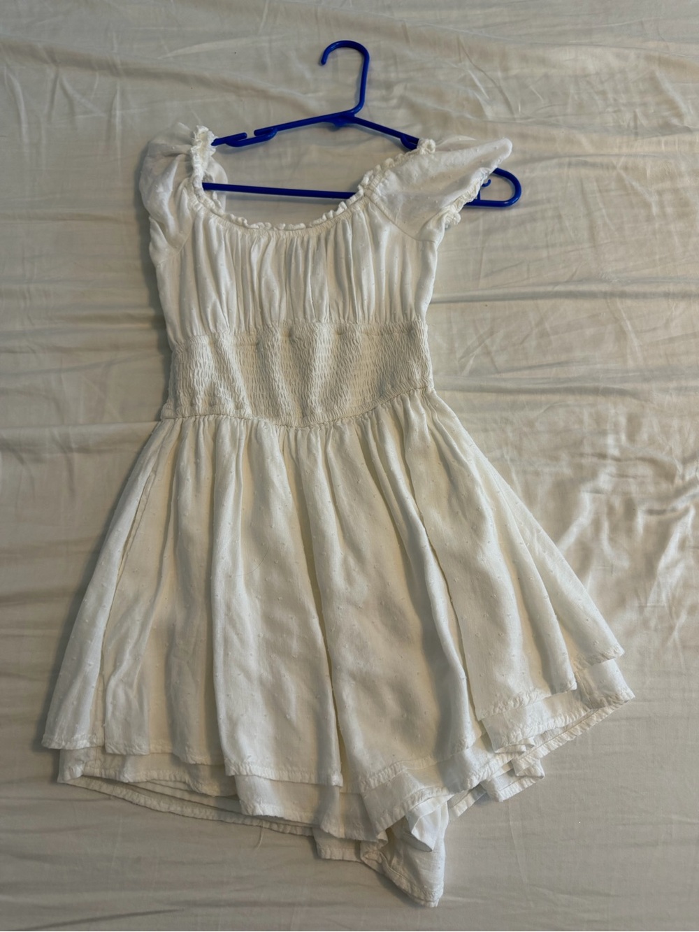 Hollister White Smocked Flutter Sleeve Day Dress